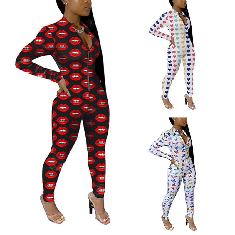 Vrouwen vlinder print sexy bodysuit rits v hals lange mouwen sport jumpsuits rompers yoga sportkleding actieve kleding /2