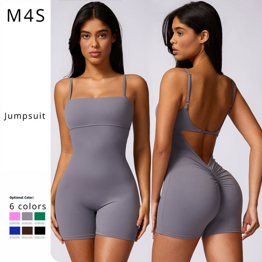 One Piece Yoga Set Jumpsuit Gym Workout Clothes for Women Backless Sport Suit Short Sport Bodysuit Tracksuit Push Up Active Wear