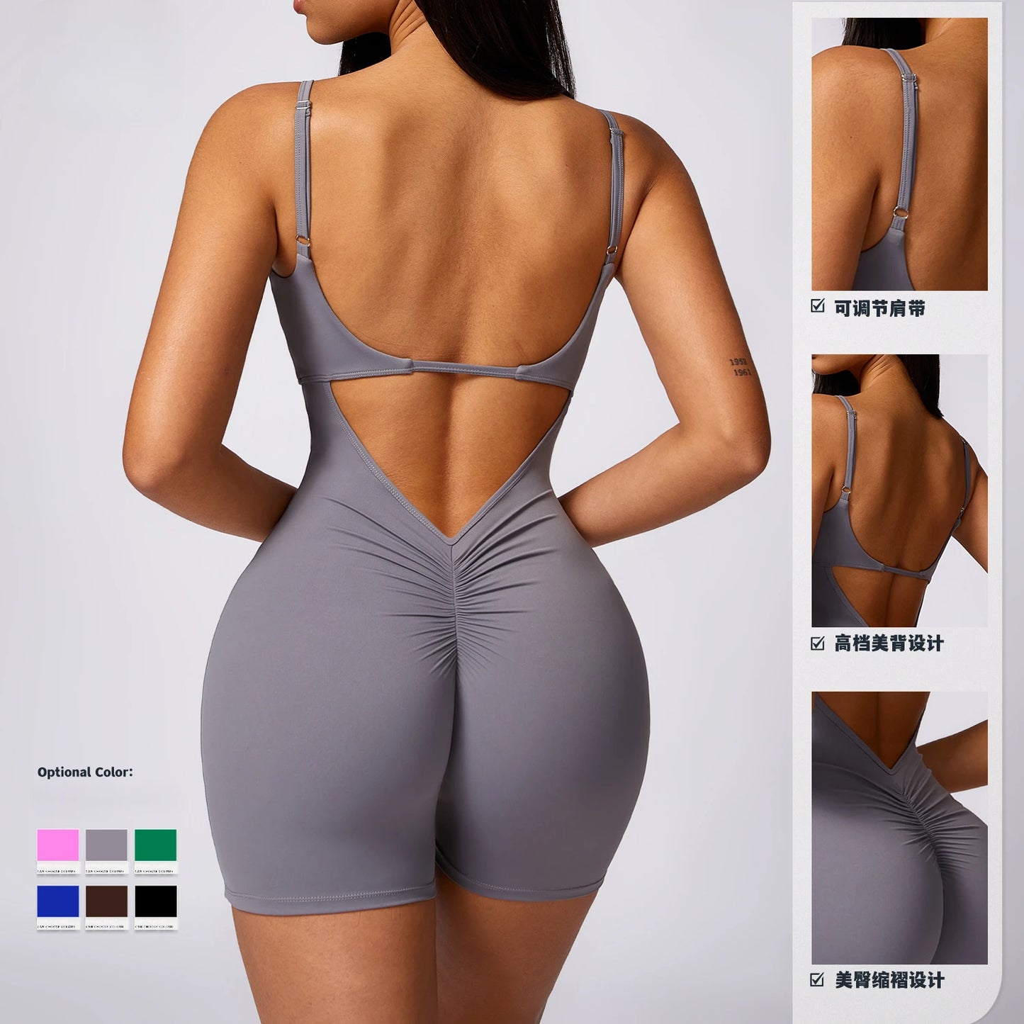 One Piece Yoga Set Jumpsuit Gym Workout Clothes for Women Backless Sport Suit Short Sport Bodysuit Tracksuit Push Up Active Wear