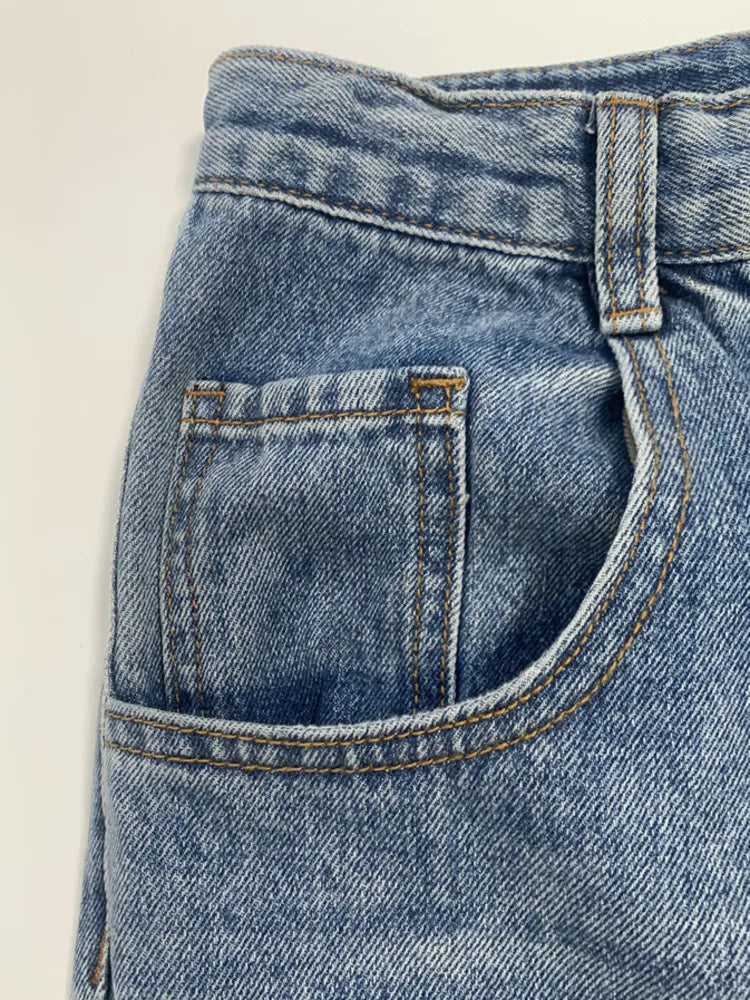 DEAT Fashion Dames Losse Hoge Taille Wijde Pijpen Denim Broek Uitgeholde Blauwe Lange Rechte Jeans Zomer 2024 Nieuwe Mode L2901H