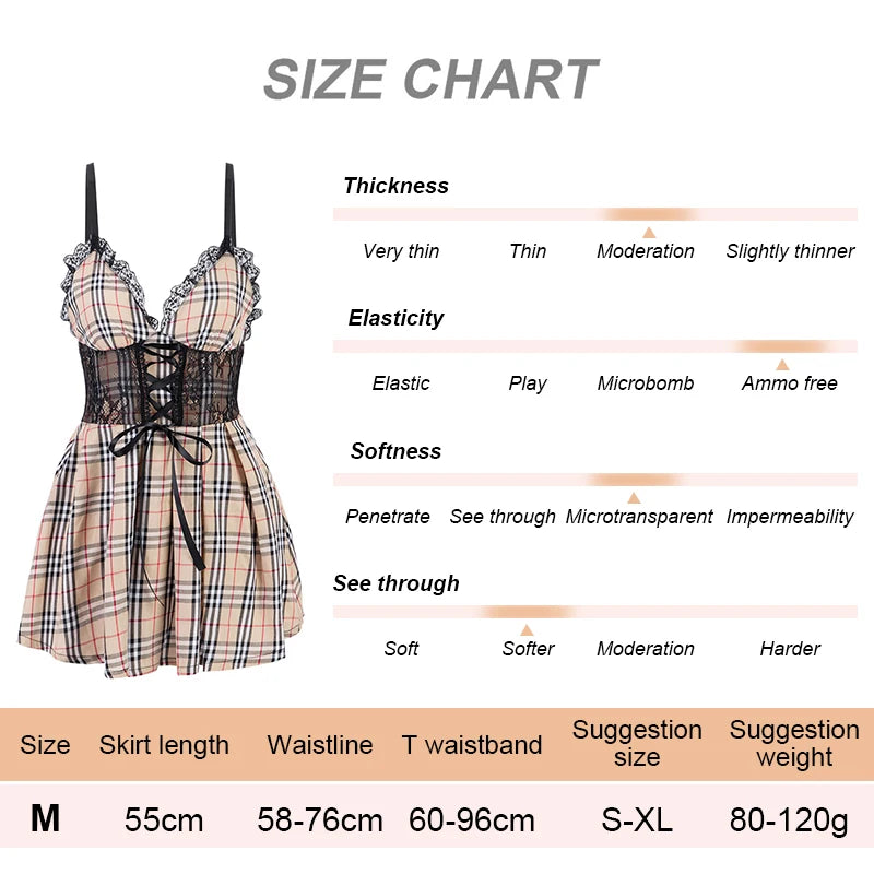 Sex Uniform Cosplay Sexy Lace Lingerie Strap Plaid Skirt Set Student Uniform Temptation Role Play For Women Exotic Costumes Gift