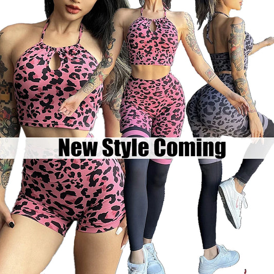 2024 1/2Pcs Leopard Women Sport Bra Yoga Set Workout Push Up Pant Gym Shorts Fitness Scrunch Leggings Tracksuits Gym Active Wear